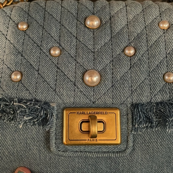 Karl Lagerfeld denim bag with pearls. Brand new with tags and dust bag - Picture 4 of 8